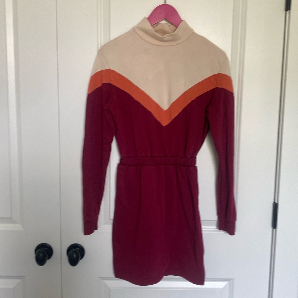 Bershka Retro Color Block Sweater Mini Dre…